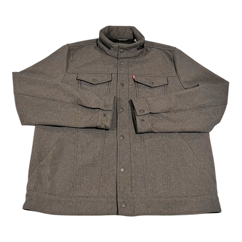 Levi's Soft Shell Quilted Full-Zip Jacket Men's Large‎ Gray Nylon Lined